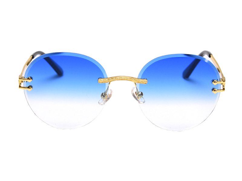 Vintage Rimless Round Shape High Quality Metal Sunglasses