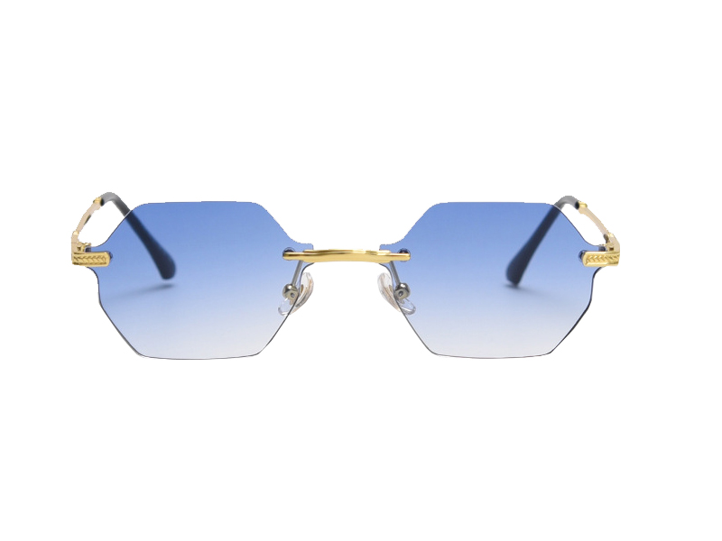 Rimless Sunglasses Women Retro Polygon Lenses UV400