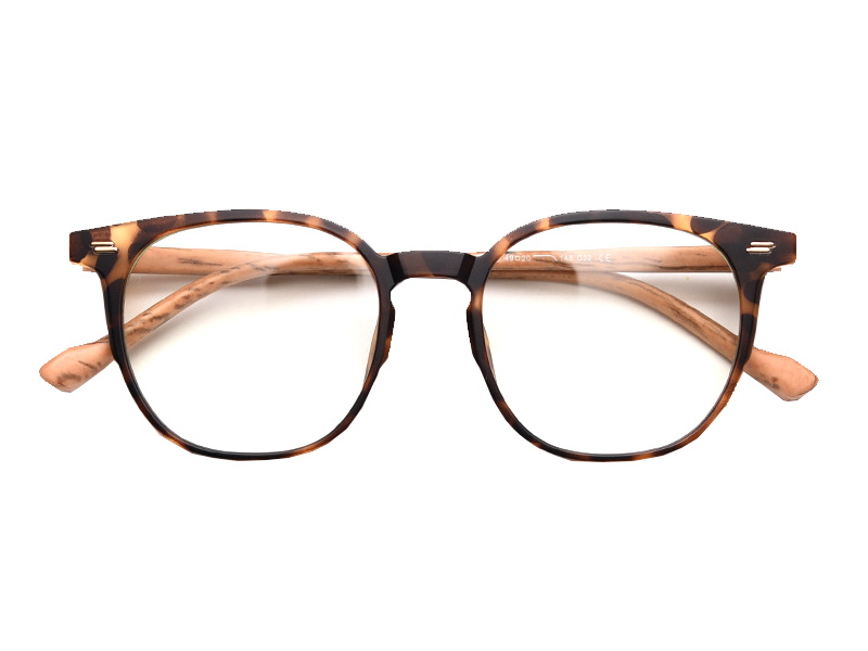 Imitation Wood Grain Glasses Frame TR90 Round Eyeglasses
