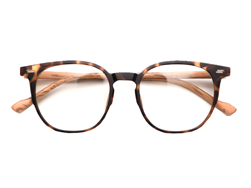 Imitation Wood Grain Glasses Frame TR90 Round Eyeglasses