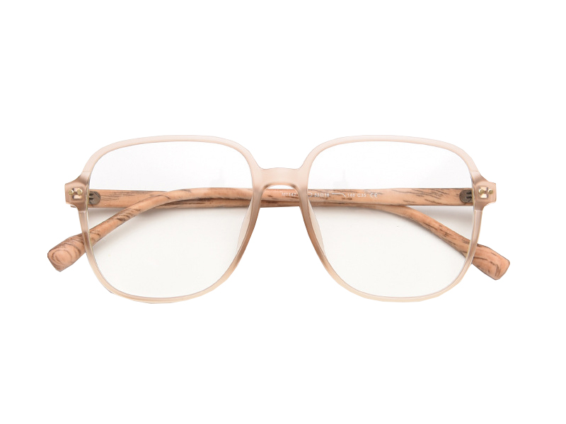 Imitation Wood Grain Oversize Glasses Square TR90 Optical Frame