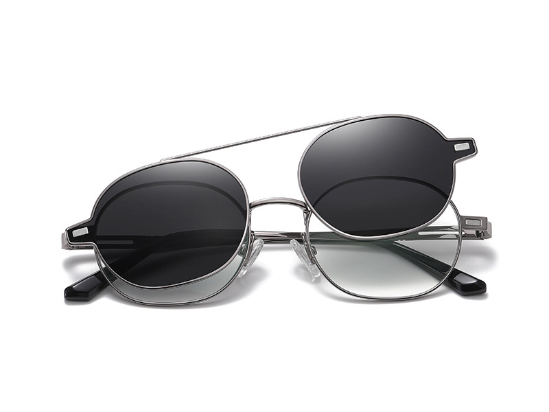 New Arrive Oval Sunglasses Metal Clip On Optical Frames Dazzling Lenses