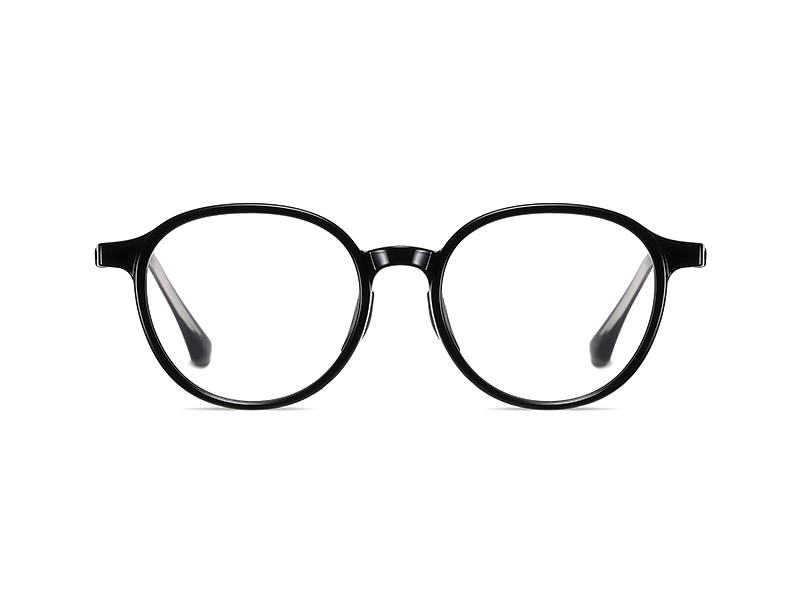 Round TR90 Eyeglass Frames Silicone Nose Pad Anti-blue Lenses