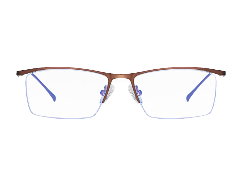Half-rim Unisex Eyeglasses Business Metal Optical Frames Anti-blue Lenses